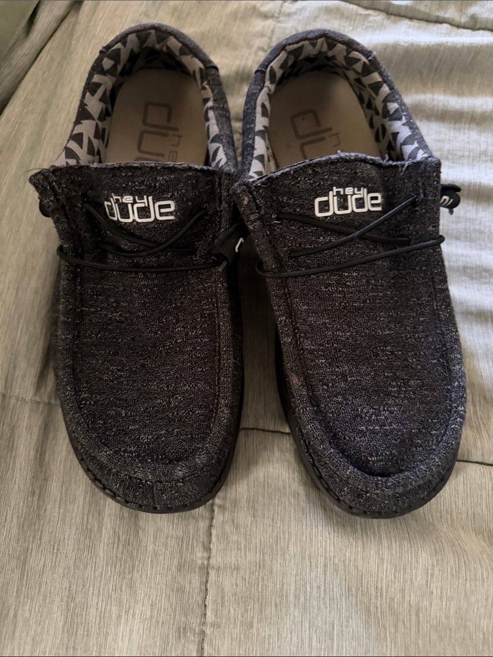 Hey Dude Charcoal Black Knit Slip-On Loafers